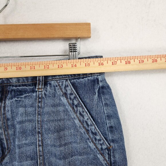 KUT From The Kloth Skirt Womens 8 Blue Denim Raw Hem Distressed Hemp Blend - Picture 4 of 11